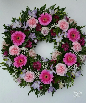 Classic Open Wreath   Germini & Carnations