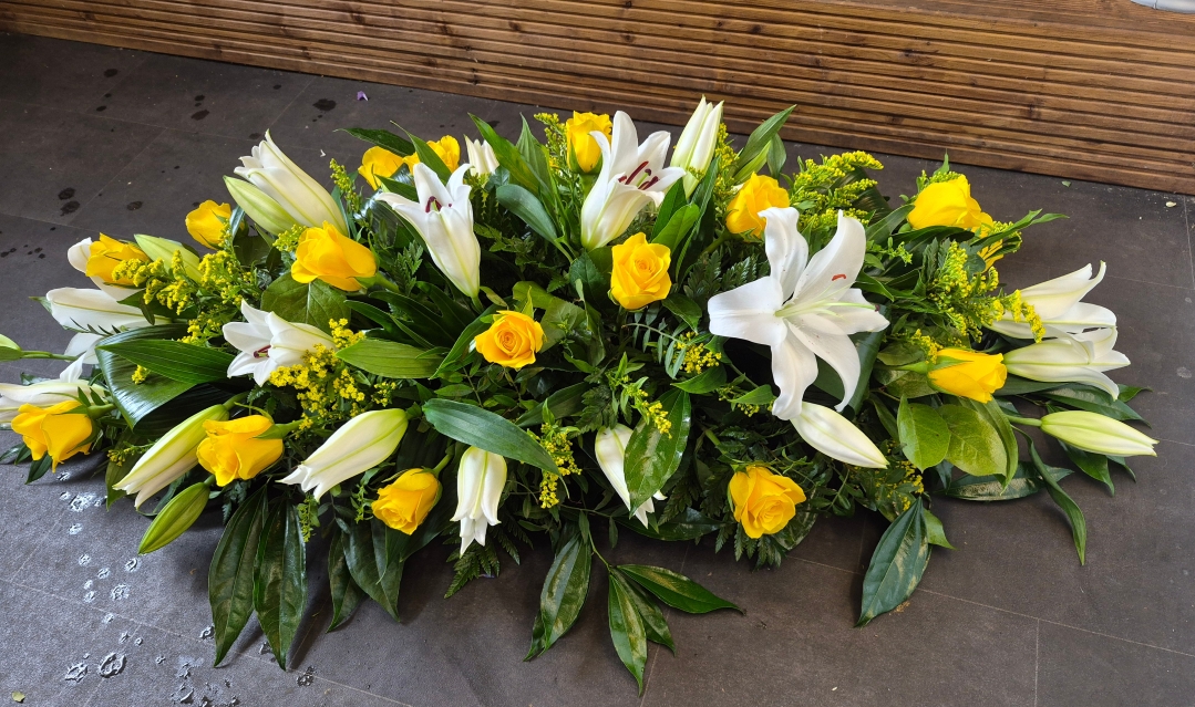 Rose and Lily Casket Spray
