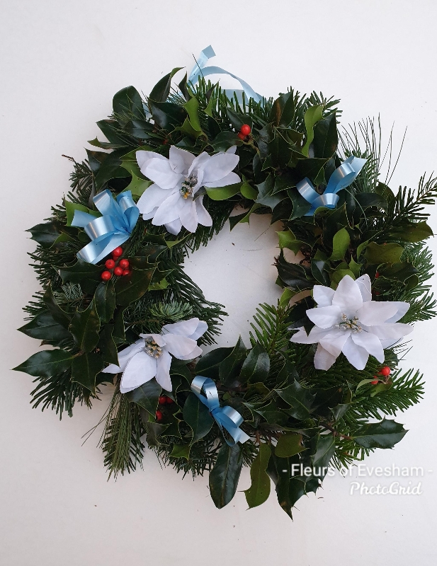 Fresh Holly Wreath Grave Wreath