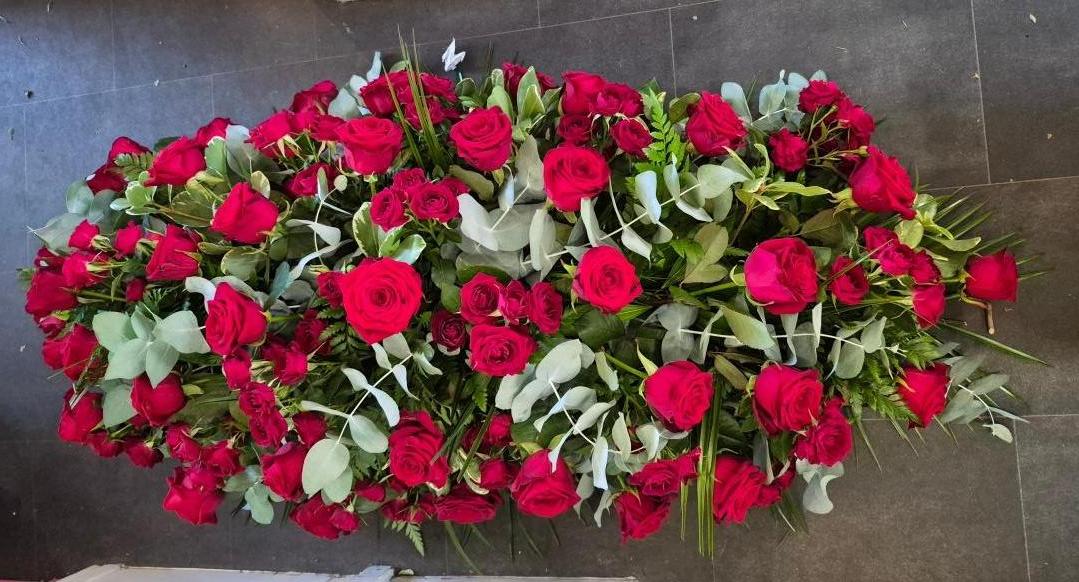 Red Rose and Foliage Spray