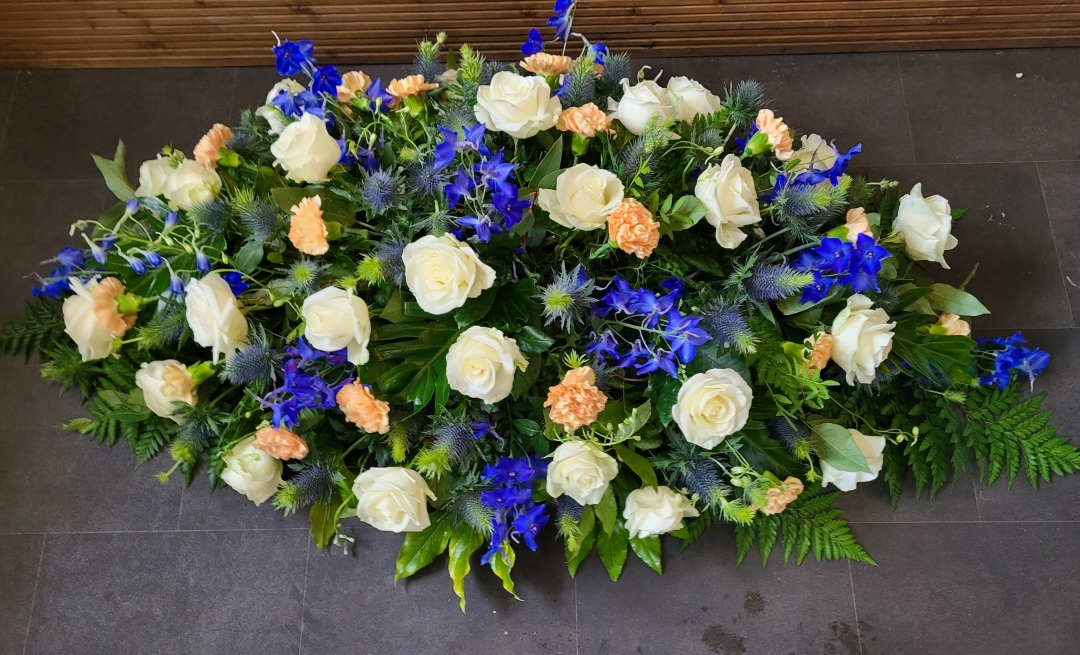 Rose, Carnation, Delphinium and Eryngium Spray
