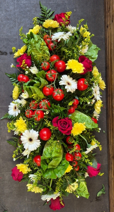 Funeral Spray with Added Vegetables